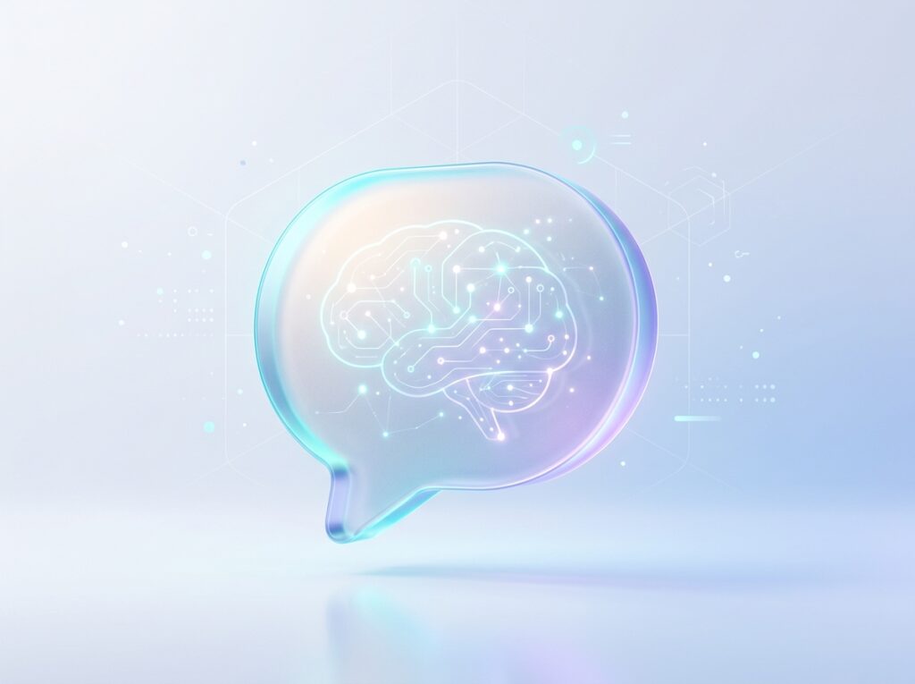 Futuristic glowing ChatGPT icon on a clean tech background