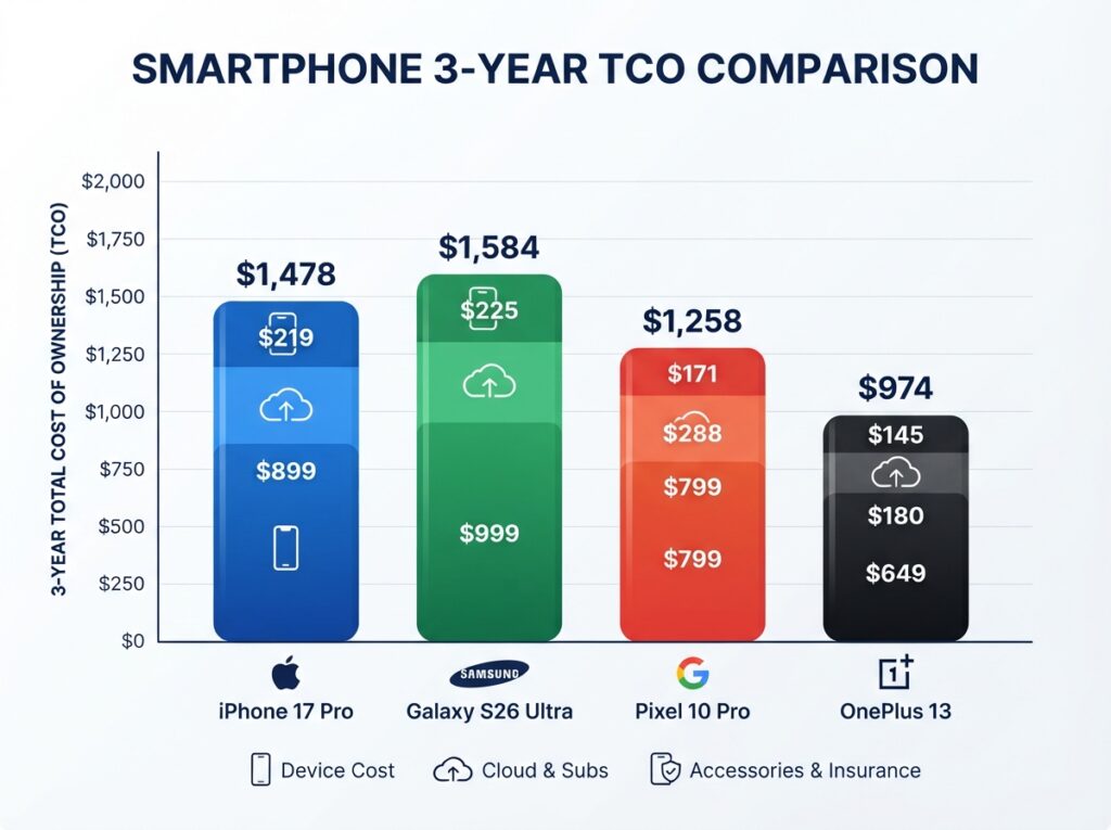 3‑year ownership cost comparison bar chart
